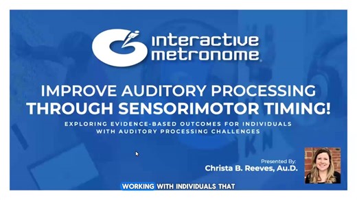 🧠 Improve Auditory Processing Through Sensorimotor Timing! Children and adults with Auditory Processing Disorder (APD) often struggle to process speech clearly and in real time. Join Dr. Reeves on Wednesday, November 19 at 1 PM EST to learn how Interactive Metronome® helps retrain the brain through rhythm and timing to enhance auditory processing and real-world communication outcomes. 🎧 Practical tips • Real clinic results • Strategies for better compliance & affordability 👉 Register now: htt