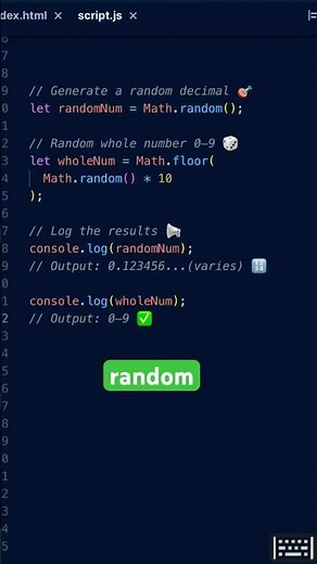 Generating Random Numbers #JavaScript #CodingForBeginners #LearnToCode #WebDev #CodeShorts