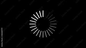 Loading symbol in the form of white blinking lines on a black background. Preloaded circle animation.