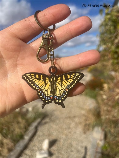 Eastern Tiger Swallowtail Butterfly Bug Wood Animal Keychain: Gift for Zookeepers, Teachers, Vet Tech, Veterinarians Cute Non AI Animal Art - Etsy