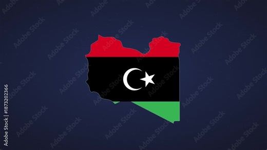 libya map with crescent star resilient tricolor reveal