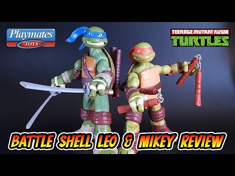 2012 TMNT Giant Battle Shell Leonardo & Michelangelo Action Figures Review - Playmates Toys