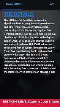 Supreme Court Shocks Internet Providers: $1 Billion Verdict Against Cox Communications #shorts