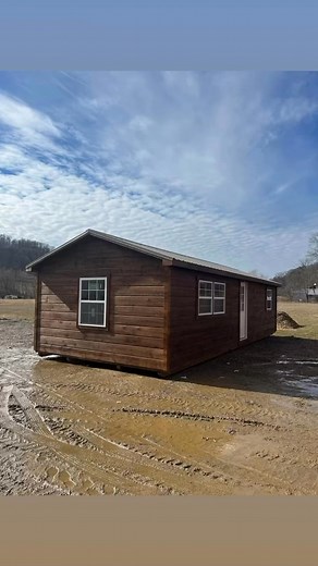 14x36 insulated cabin. $28,960 Available for delivery, or we can build to order. Comes with electrical and supply plumbing package. Spray foam insulation. #sturdibuiltshedsandcabins #tinyhouse #cabins | Sturdi Built Sheds & Cabins LLC