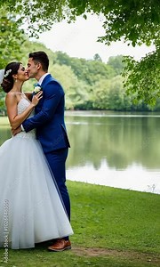 ng park bride groom kissing beautiful bride groom couple wedding kiss love beautiful park young outdoors summer people woman married man beauty embracing female romance romantic male green happy