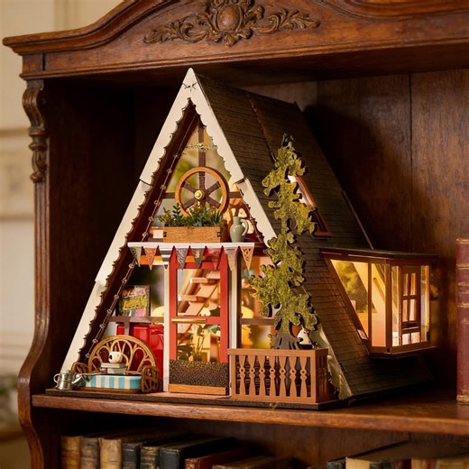DIY A-frame Cabin Dollhouse Kit - 3D Wooden Puzzle With LED Lights - Miniature Modern Forest House Model - Creative Gift for Adults & Teens - Etsy