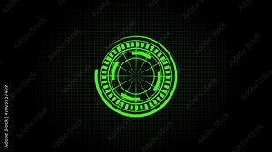 Radar HUD Screen Animation 4K. Motion graphic of colorful sonar radar screen searching an object with line digital technology background, Futuristic animation concept seamless loop video