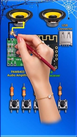 DIY Bluetooth Speaker & USB MP3 Player | PAM8403 + MH-M18 Circuit #shorts