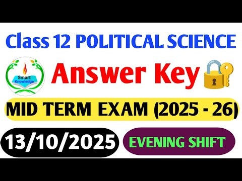 Class 12 Politicalscience answer key 2025-26(Evening shift) paper solution 2025/midterm exam2025