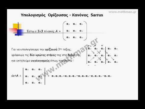 Υπολογισμός Ορίζουσας - Κανόνας Sarrus