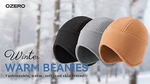 OZERO Mens Beanies for Winter: Thermal Thick Polar Fleece Soft Skull Cap Ski Hats - Earflaps Cycling Beanies for Men Women