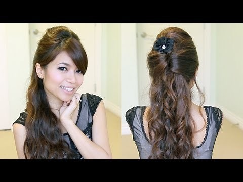 Elegant Prom Half-Updo Hairstyle | Curly Hair Tutorial - Bebexo