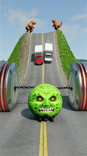 Cars & Cargo vans vs Chained Hydraulic Crush - BeamNG.drive