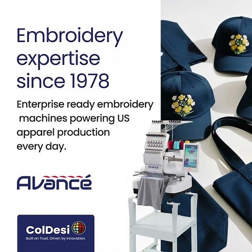 Enterprise-ready embroidery machines powering U.S. apparel production since 1978.