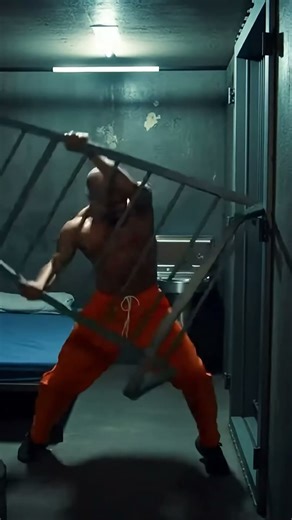 Inmate Slams Metal Bed Frame Into Door Lock — Wild Prison Cell CCTV Footage