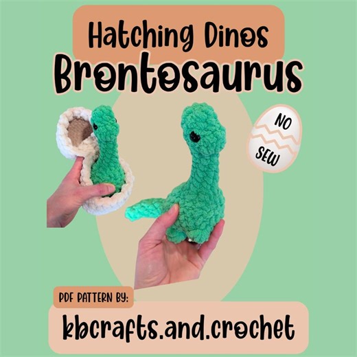 Hatching Brontosaurus Crochet Pattern (PDF) - No Sew Dinosaur and Egg - Etsy