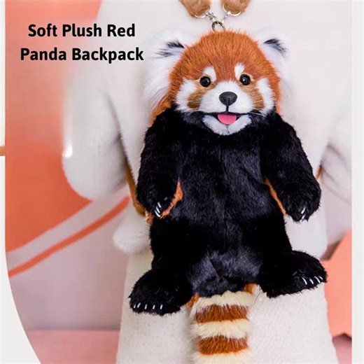 Realistic Red Panda Plush Backpack, Soft Animal Shoulder Bag - Etsy