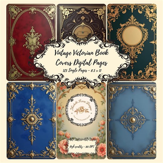 Vintage Victorian Book Covers Digital Junk Journal Single Pages. - Etsy