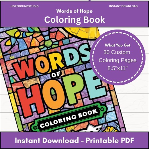 Hope Coloring Book | Coloring Pages | Christian | Stained Glass| 11x8.5 | Women | Men | Kids | Printable | PDF - Etsy UK