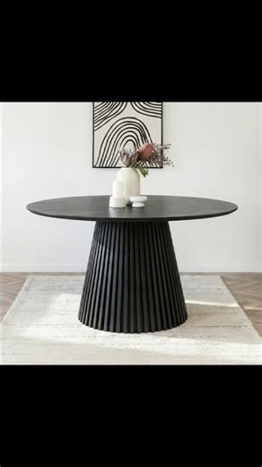Elegant 6-Seater Black Round Dining Table | UK Style