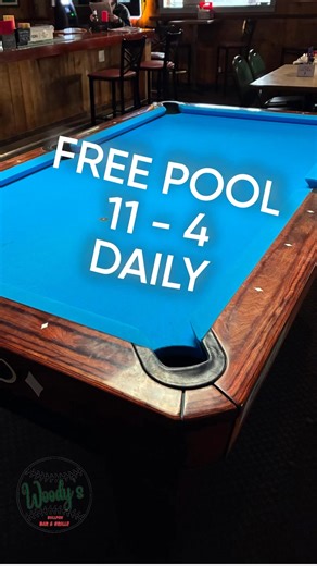 Enjoy free pool daily from 11-4pm and check out our daily specials. Come by and say hi! #Woodysbullpen #goodtimesahead #freepool #dailyspecials #kennewickwa | Woody's BullPen Bar & Grille | Facebook