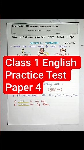English Exam Paper for Class 1 Students | Reading, Grammar & Writing Practice #grade1english