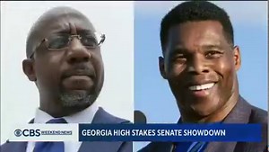 8K views · 17 reactions | Georgia Senate candidate Herschel Walker (R) and incumbent Raphael Warnock (D) attended their first and only confirmed debate against each other on Friday, clashing on many crucial issues from the economy to abortion rights. https://cbsn.ws/3S3AHeA | CBS Evening News | Facebook