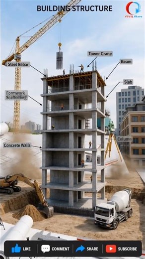 🏗️ Building Structure Explained | Foundation to Roof Construction Process 🔥| CIVIL Share |
