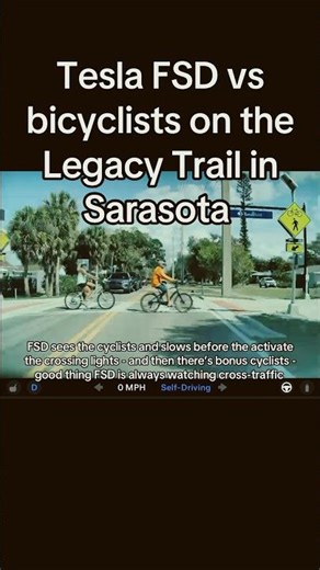 Tesla FSD vs bicyclists on the Legacy Trail Trail in Sarasota, Florida