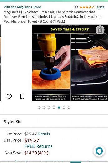 48 % off Meguiar's Quik Scratch Eraser Kit, Car Scratch Remover that Removes Blemishes