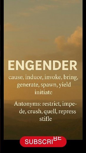 ENGENDER Meaning with Synonyms & Antonyms | Daily English Vocabulary | SSC CGL, UPSC,#wordoftheday