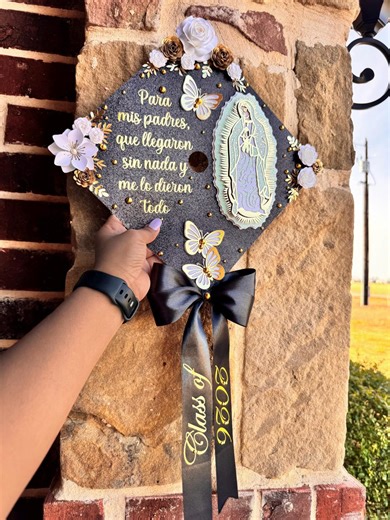 Graduation Cap Decoration, Grad Cap With Bow, Grad Cap With the Virgencita De Guadalupe - Etsy