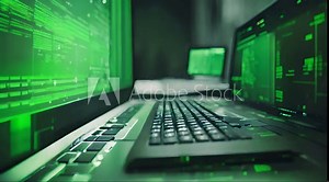 code on the green command line screen processing with green light theme video