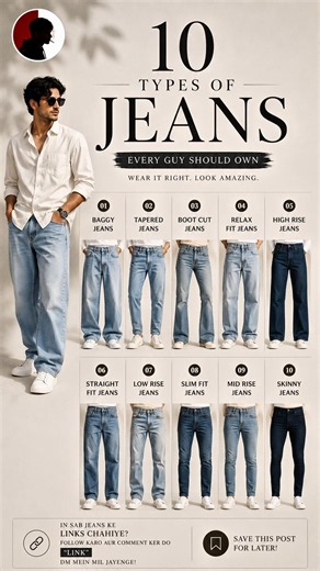 10 Types of Jeans Every Guy Should Own 👖#MensFashion #JeansGuide #FashionTips