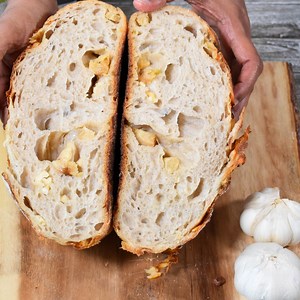 Roasted Garlic and Asiago Sourdough Bread - Zesty South Indian Kitchen