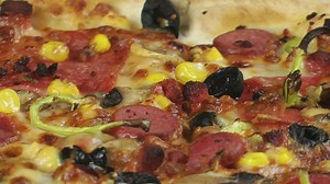 Italian pizza texture, close up - Free Stock Video