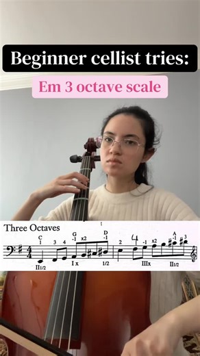 Donna G on Instagram: "Beginner cellist tries E minor 3 octave scale #cello #beginnercellist #cellist"