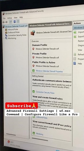 Advanced Firewall Settings | wf.msc Command | Configure Firewall Like a Pro #techshorts #windows