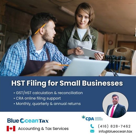 Small Business HST Filing in Canada | GST HST Calculation and CRA Filing Support by BlueOceanTax
