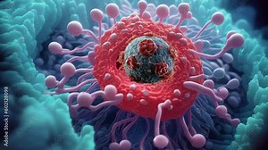 Animation of a damaged and disintegrating cancer cell