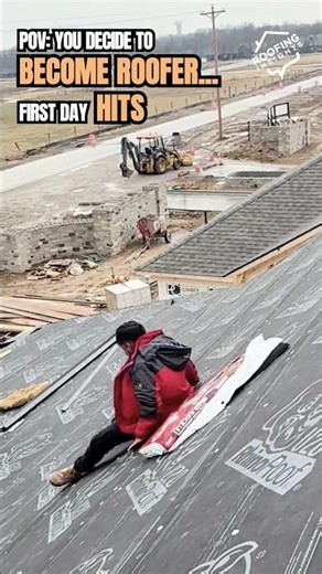 First day on the roof goes wrong 😂 #roofing #fails #construction