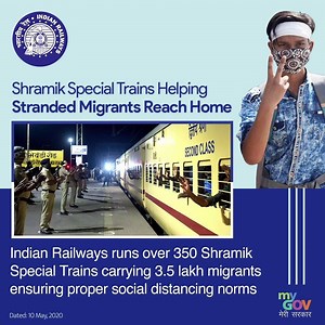 8.5M views · 155K reactions | Amidst COVID-19 crisis, Ministry of Railways, Government of India is bringing smiles back on the stranded labourers by helping them reach home through Shramik Special trains. #IndiaFightsCorona Press Information Bureau - PIB, Government of India | MyGovIndia | Facebook