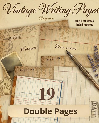 Vintage Writing Pages, Lined Journal Paper, Printable Aged Paper for Junk Journals, Scrapbooking Background, Antique Notebook Pages - Etsy