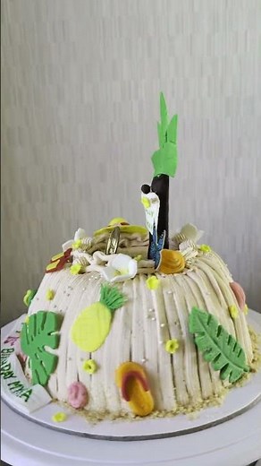 Tropical Dome Cake Design | Beach-Themed Custom Cake Tutorial