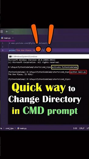 Python Shorts | Change Directory in CMD in Just 3 Letters | CMD Trick for Beginners 🐍🔥