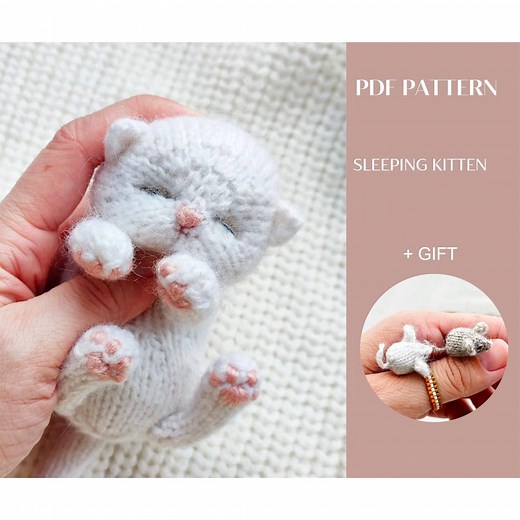 Sleeping Kitten Knittting Pattern. Realistic Kitty Tutorial. English and Russian PDF. - Etsy