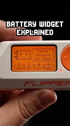 🔋 The Flipper Zero battery widget shows power consumption and charge rate ⚡️ It even updates in real time — look at its face! #flipperzero #tech | Flipper Zero