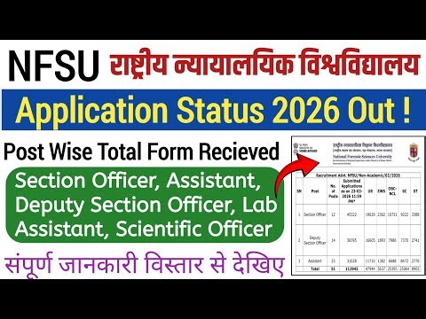 NFSU Application Status 2026 Out|NFSU Section Officer Total Form Kitne Fill Hua|NFSU ASO New Update
