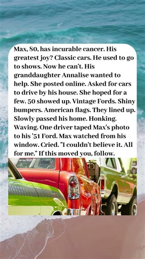 DYING CAR LOVER COULDN'T GO TO CAR SHOWS. SO 50 CLASSIC CARS CAME TO HIM🚗💔