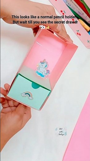 This Cute Pencil Holder Has a SECRET Drawer 😱✨ (DIY Desk Organizer)” #shorts
